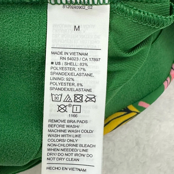 Old Navy Green and Pink Bikini Top with Tropical Print Swimsuit - Picture 3 of 8